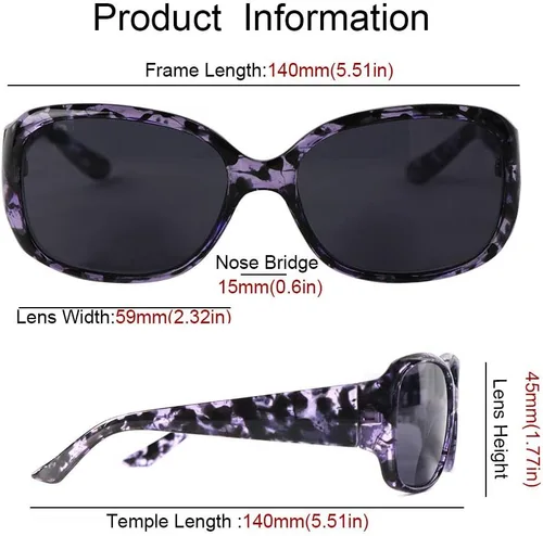 Vista 7 de Lentes de sol bifocales de lectura para mujer, protección UV, paquete de 3 lentes de sol para lectura al aire libre con bolsas de limpieza Built