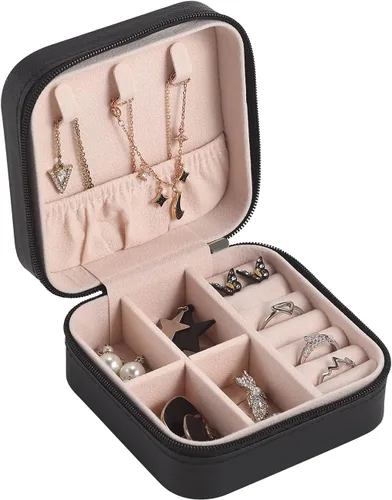 Vista 2 de CASEGRACE 6 piezas, estuche de joyería de viaje, pequeño joyero portátil, organizador de joyas de viaje, estuche de almacenamiento para anillos