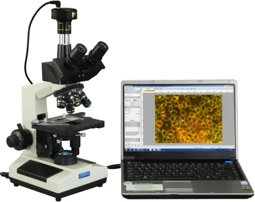 Vista 6 de OMAX - Microscopio LED trinocular de laboratorio digital de tamaño grande de aumento de 40 veces a 2500 veces, con cámara digital USB de 10MP