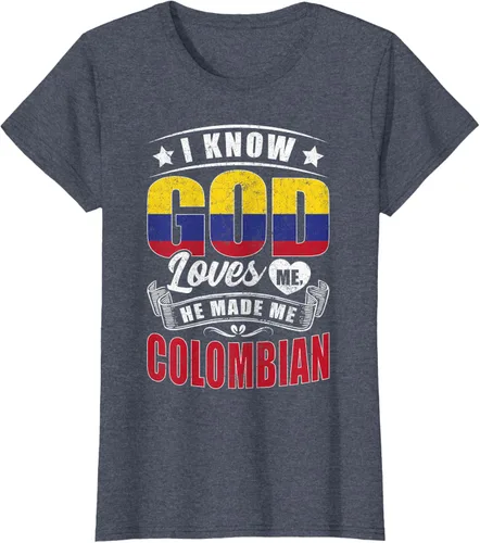Vista 11 de Camiseta Colombia Flag God Loves Me Funny Colombians, Negro