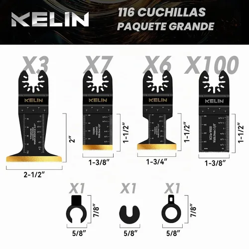 Vista 6 de KELIN 116pcs cuchillas oscilantes de titanio para herramientas, cuchillas