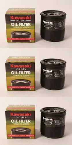 Vista 2 de Kawasaki Paquete de 3 filtros de aceite originales 49065-0724 49065-7010 AM107423 fabricados en los Estados Unidos