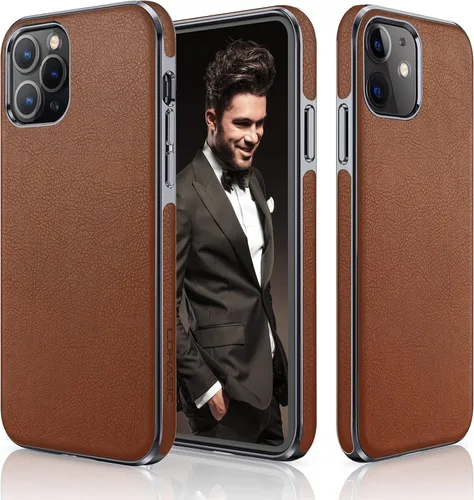 Vista 9 de LOHASIC Funda para iPhone 12/12 Pro para hombre, cuero de lujo, delgada, clásica, agarre suave, a prueba de golpes, protección de cuerpo completo