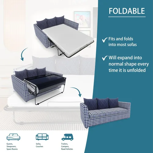 Vista 6 de Colchón de repuesto de espuma viscoelástica de 4.5 pulgadas para sofá cama de tamaño individual, certificado Oeko-TEX, funda lavable