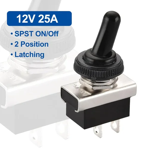 Vista 2 de Baomain, interruptor de conmutación SPST con apagado-encendido, 2 clavijas, 12 V 25 A con cubierta impermeable para auto