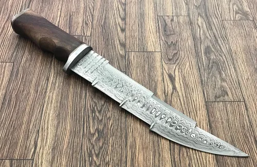Vista 2 de RG-22 Cuchillo de caza hecho a mano de acero de Damasco de 13.5 pulgadas - Mango de madera exótica Marindi