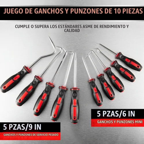 Vista 8 de AMM Juego de gancho y púa, herramienta de extracción de juntas tóricas de Rojo