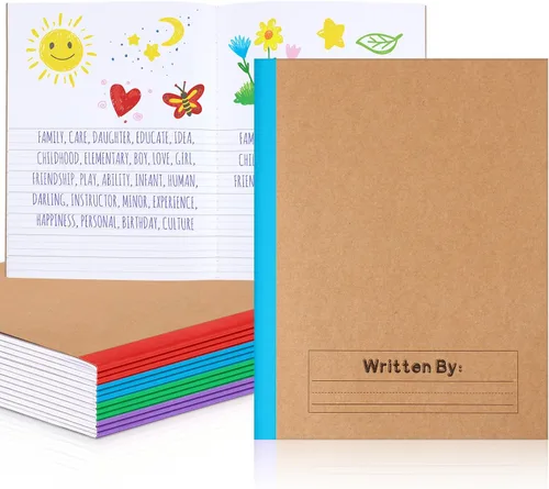 Vista 18 de Henoyso Paquete de 5 cuadernos de composición primaria, 9-3/4 x 7-1/2 pulgadas, diario primario para niños, cuaderno de escritura K-2 para niños