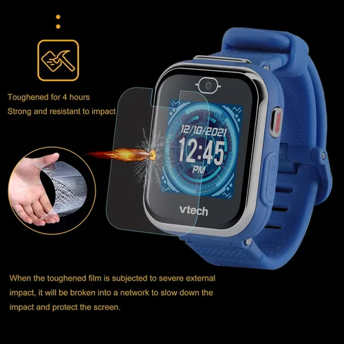Vista 6 de xcivi Protector de pantalla de vidrio templado compatible con VTech Kidizoom Smartwatch DX3 (paquete de 2) Anti-scratch Dustproof Screen Guard