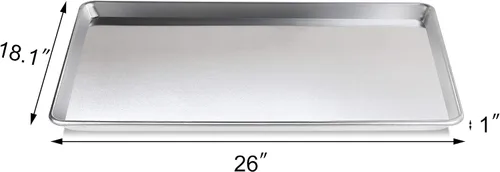 Vista 3 de New Star Foodservice Bandeja de aluminio resistente calibre 16, 18 x 26 x 1 pulgadas, paquete de 12