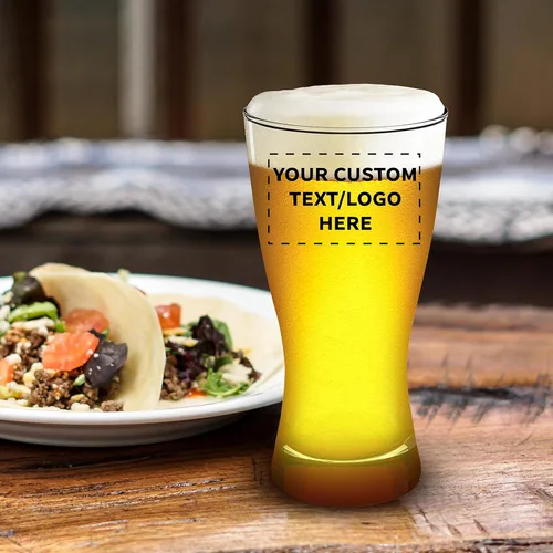 Vista 7 de Vasos Pilsner personalizados de 13.25 onzas, juego de 12, paquete personalizado a granel, fabricado en los Estados Unidos, perfecto para hoteles