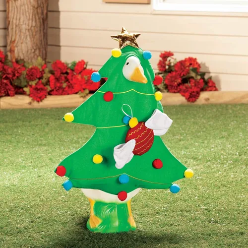 Vista 3 de Fox Valley Traders Gaggleville - Traje de ganso para árbol de Navidad, se adapta a una estatua grande de 23 pulgadas de alto
