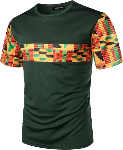 Vista 3 de Conjunto de camiseta y pantalones cortos para hombre con estampado africano de LucMatton
