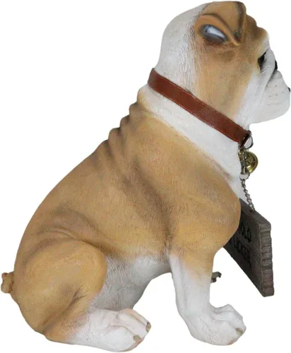 Vista 5 de Ebros Gift "Max Realista Bulldog Inglés Perro Cachorro Perro con Jingle Collar Letrero Estatua de 12" de Alto Adorable Bulldog Sentado Escultura