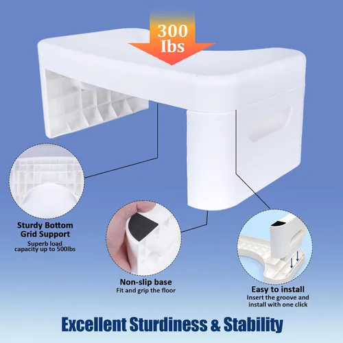 Vista 3 de Taburete de inodoro plegable, taburete de inodoro plegable de 6.7 pulgadas, taburete de baño plegable para todas las edades, taburete de pie de Negro