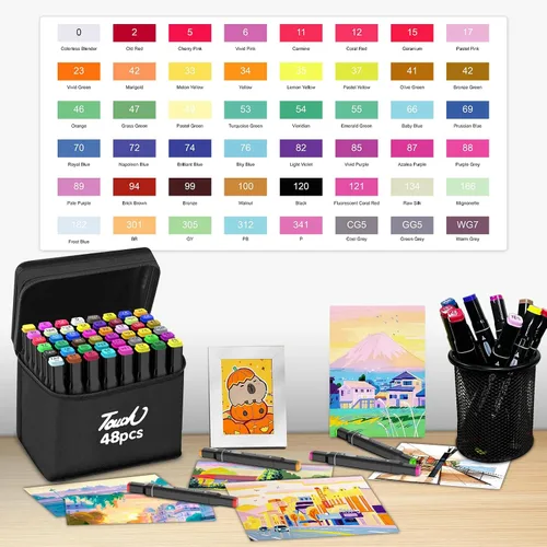 Vista 3 de HOMESILMO - Juego de bolígrafos de alcohol de 48 colores, bolígrafo de alcohol para adultos de doble punta, suministros de arte de bocetos mixtos