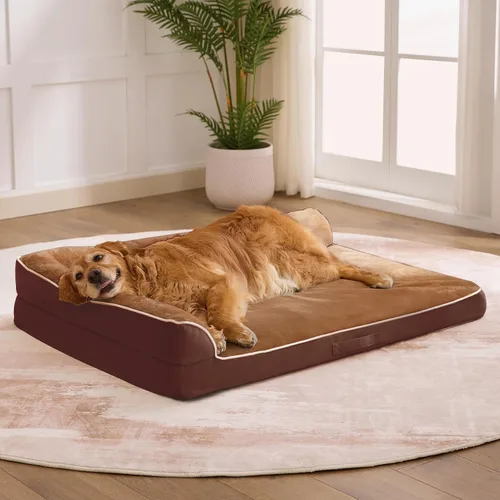 Vista 10 de Cama para perros de tamaño grande, cama ortopédica para perros grandes, cama impermeable para mascotas con funda extraíble lavable, sofá