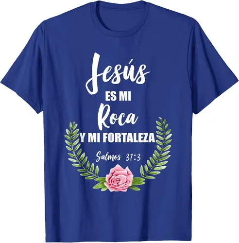 Vista 42 de Jesus ES Mi Roca - Camiseta con versículo bíblico cristiano español Salmos Asphalt Grey