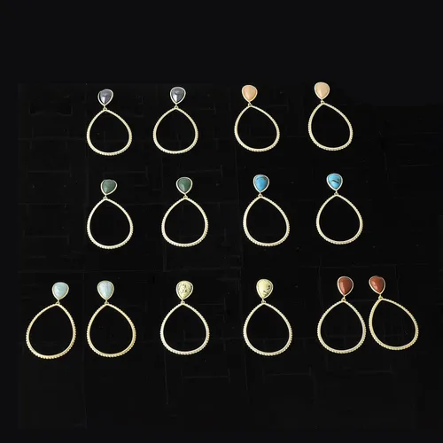 Vista 9 de G&GEMSJEW Gold Dangle Earrings for Women, 14K Gold Plated Gemstone Earrings
