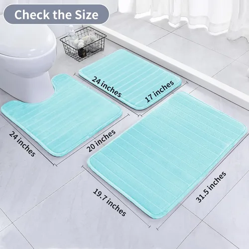 Vista 2 de SWEMSTAR Alfombra de baño de espuma viscoelástica con alfombra de inodoro, tapete de baño absorbente de agua para suelo de baño, antideslizante