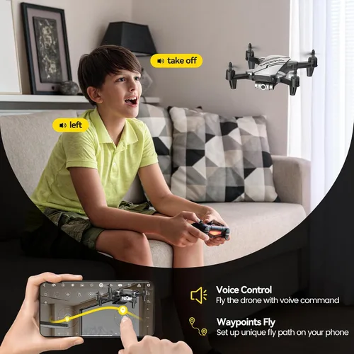 Vista 3 de DEERC D20 - Mini dron con cámara FPV HD 720P y control remoto, control de altitud, modo sin cabeza, ajuste de velocidad de arranque con una tecla