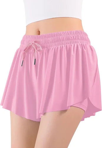 Vista 4 de Auranso Pantalones cortos fluidos con bolsillo 2 en 1 para niñas