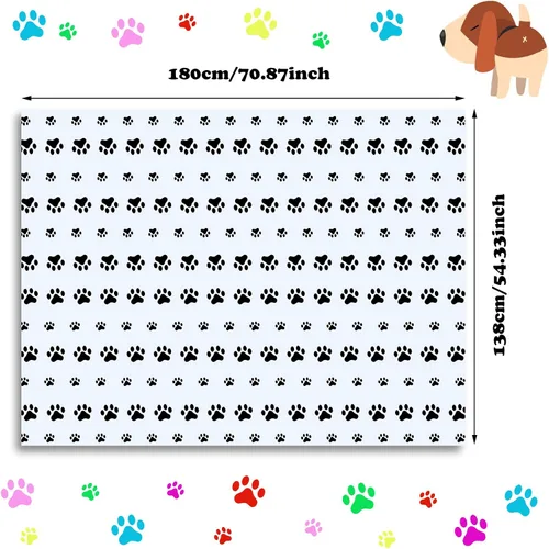 Vista 2 de Tatuo 2 manteles con estampado de patas, decoración de cumpleaños de perro, funda de mesa de plástico con diseño de pata de gato, desechable, Negro