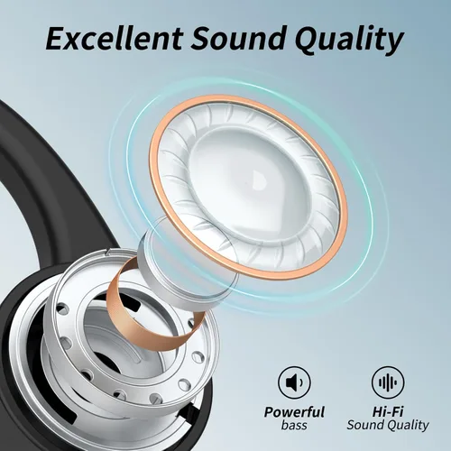 Vista 15 de CXK Auriculares de conducción ósea, auriculares Bluetooth 6.0 actualizados 2026 con micrófono, IPX7 impermeable, audio equilibrado, tiempo