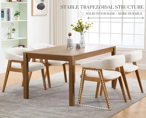Vista 4 de CIM0TA - Juego de 2 sillas de comedor modernas con brazos de tela de tapicería de sherpa para cocina y comedor con respaldo abierto de barril/patas