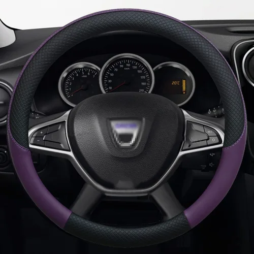 Vista 4 de Para Dacia Sandero Stepway Crossover, para Renault Sandero, cubierta de volante de coche de cuero PU Accesorios para automóviles