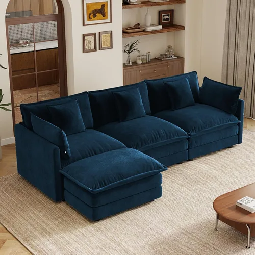 Vista 21 de mikibama Sofá modular seccional, juego de sofá en forma de L de 70.8 pulgadas para sala de estar, sofá biplaza, cómodos sofás de nube con otomana