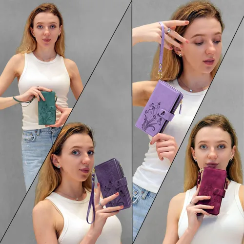 Vista 6 de Funda compatible con iPhone 14 / iPhone 13 de 6.1 pulgadas [ranuras para tarjetas] Soporte para efectivo de identificación y crédito con bolsillo
