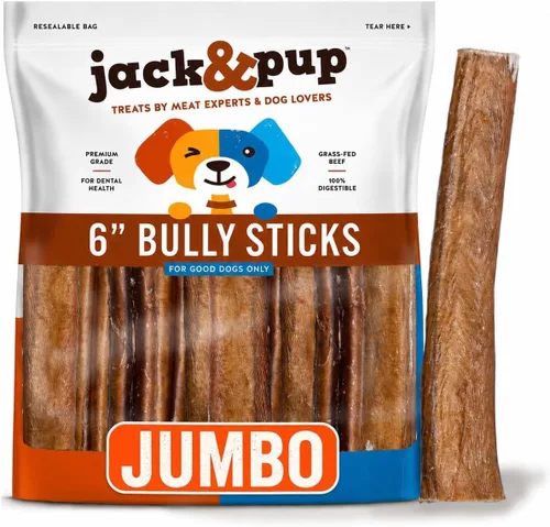 Vista 11 de Jack&Pup Bully Sticks de 6 pulgadas para perros (paquete de 6) - Jumbo