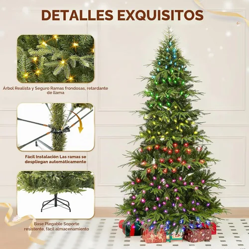 Vista 9 de HOLLO STAR Árbol de Navidad de lápiz preiluminado de 6 pies con 300 luces LED, control por aplicación, árbol de Navidad artificial Aspen, luces RGBW