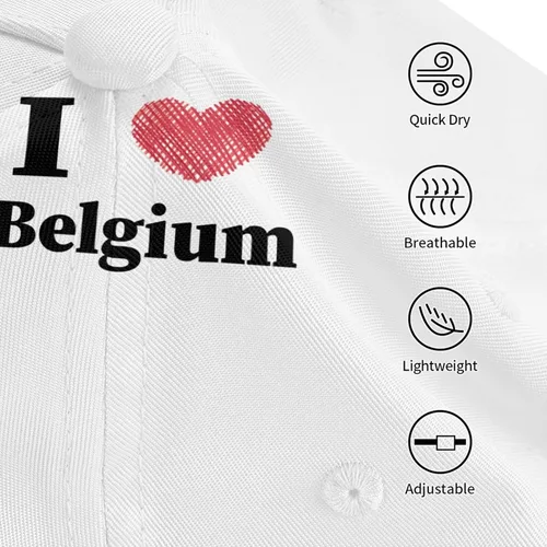 Vista 5 de I Love Bélgica - Gorra de béisbol para hombres y mujeres, ajustable, para papá, gorra de camionero casual para exteriores, color negro, Negro