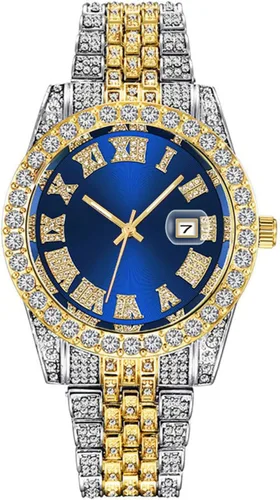 Vista 9 de SENRUD Reloj de pulsera analógico de cuarzo con diamantes de imitación de cristal para hombre