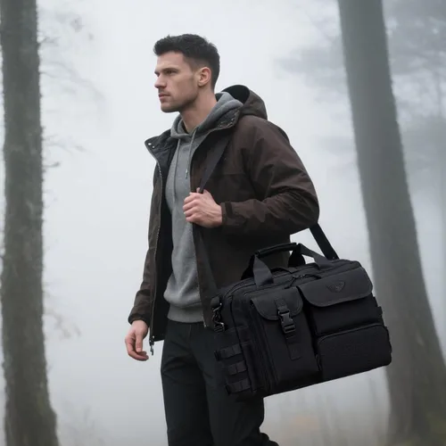 Vista 2 de Bolsa de mensajero táctica de Stypos para hombre, maletín militar para laptop de 14 pulgadas/15.6 pulgadas/17.3 pulgadas, bolsa de hombro