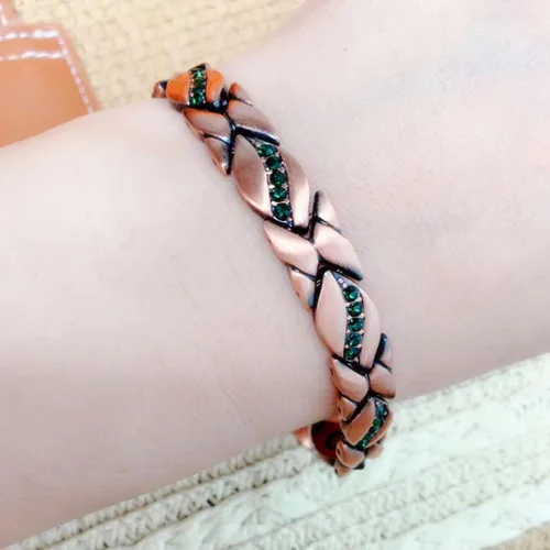 Vista 2 de Pulseras magnéticas de cobre para mujer - 99.99% pulseras magnéticas de cobre puro