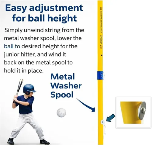 Vista 4 de Entrenador junior para correr en casa – Entrenador de bateo de béisbol y softbol para principiantes, entrenador de bateo de pelota móvil de altura