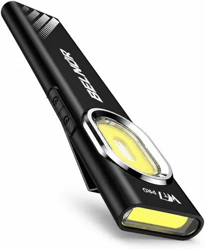 Vista 11 de BELNOR - Linterna LED recargable, linterna plana de bolsillo delgada de 700 lúmenes con COB magnético, luz UV, carga USB-C, mini linterna EDC Naranja