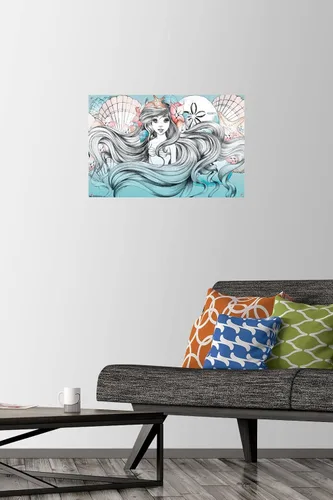 Vista 2 de Trends International Disney - Póster de pared de la Sirenita Ariel, 14.72 x 22.37 pulgadas, paquete de póster premium y alfiler