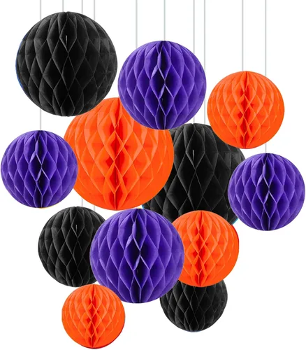 Vista 20 de ZOOYOO 12 piezas 15 cm 25 cm bolas de panal decorativas de papel de seda con pompones colgantes para cumpleaños, baby shower, boda, compromiso, Azul
