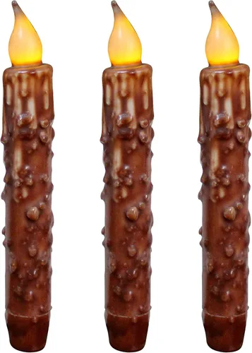 Vista 24 de CVHOMEDECO. Velas de cera real sumergidas a mano, funciona con pilas, temporizador, velas cónicas sin llama primitivas del país, 6-3/4 pulgadas
