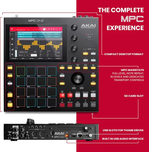 Vista 4 de AKAI Professional MPC One – Drum Machine, Sampler & MIDI Controller with Beat Pads, Synth Engines, Standalone Operation and Touch Display