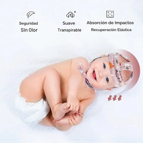 Vista 7 de BB-1003 - Casco de seguridad para bebé, transpirable y ajustable, cojín para la cabeza, para correr, caminar y gatear (rosa), BB-1003