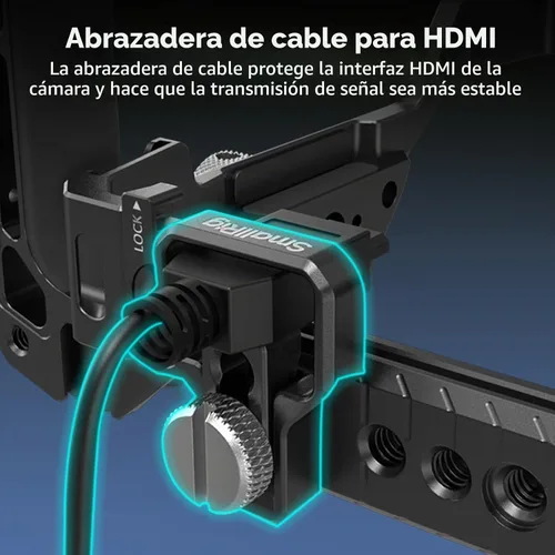 Vista 8 de SmallRig Jaula A7 IV con mango superior y abrazadera de cable HDMI, kit básico para Sony Alpha 7R V/Alpha 7 IV/Alpha 7 S III Para Sony Alpha 7R