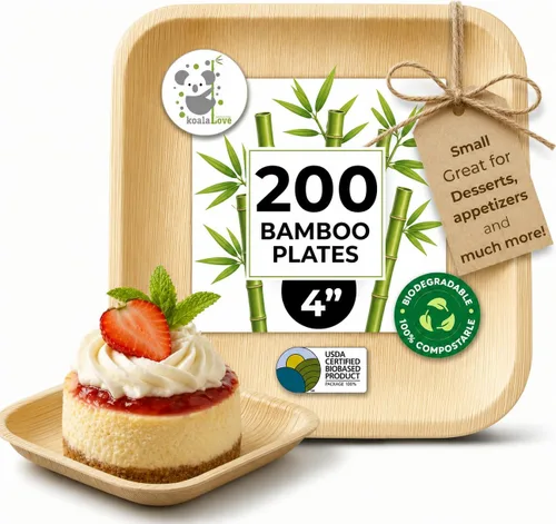 Vista 12 de KoalaLove - Platos de bambú desechables de hoja de palma de 2.5 pulgadas, platos compostables biodegradables, la mejor alternativa a los platos