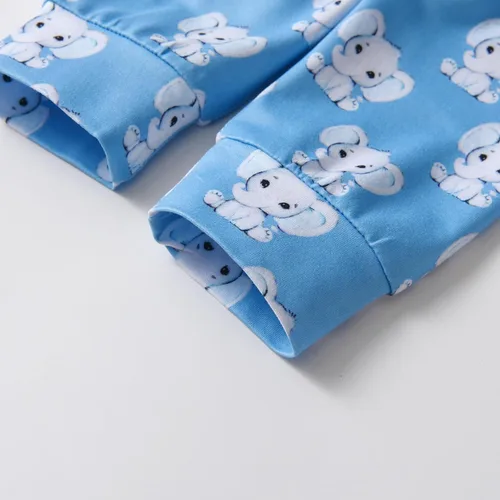 Vista 48 de Conjunto de 3 piezas de ropa de bebé recién nacido con estampado de manga larga + pantalones + sombrero