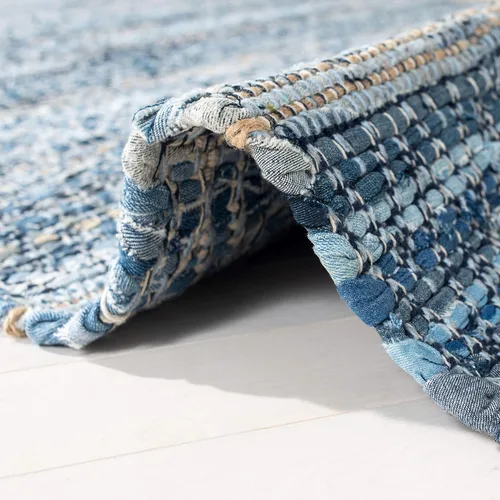 Vista 5 de SAFAVIEH Colección Montauk - Alfombra decorativa, 3 x 5 pies, azul, hecha a mano, ideal para zonas de alto tráfico en entrada, sala de estar