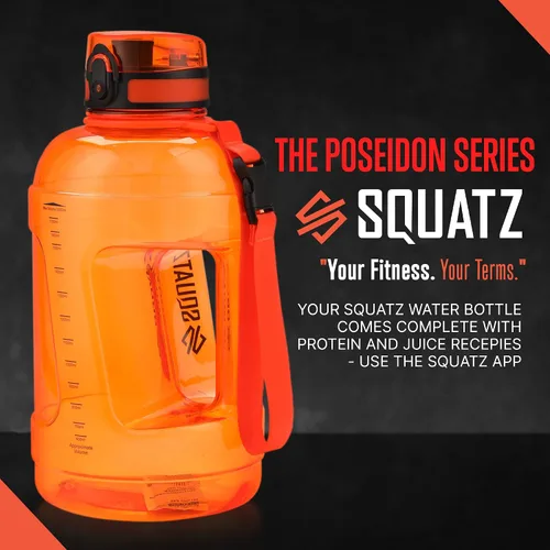 Vista 7 de SQUATZ Poseidon Series - Botella de agua deportiva de 78 onzas – Botella de agua deportiva de gran volumen de boca ancha para gimnasio, con hebilla